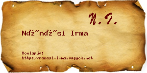 Nánási Irma névjegykártya